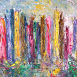 Ζωγραφική με τίτλο "City Skyline XXL 1" από Peter Nottrott, Αυθεντικά έργα τέχνης, Ακρυλικό