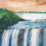 Painting titled "Awesome Waterfall X…" by Peter Nottrott, Original Artwork, Acrylic