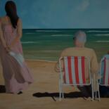 Painting titled "On the beach with M…" by Peter Seminck, Original Artwork, Oil