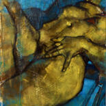 Peinture intitulée "Nu d'or bleu" par Philippe-Emmanuel Amirault, Œuvre d'art originale, Huile