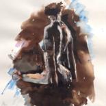 Painting titled "Le Dos" by Gaury, Original Artwork, Watercolor