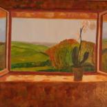 Peinture intitulée "fenêtre ouverte" par Philip Moreau, Œuvre d'art originale, Huile