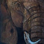 Dessin intitulée "Éléphant triste" par Philippe Petit, Œuvre d'art originale, Pastel Monté sur Autre panneau rigide