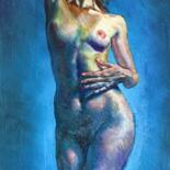 Картина под названием "Dream in blue" - Philippe Petit, Подлинное произведение искусства, Масло Установлен на Деревянная рам…