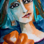 Peinture intitulée "Femme Blues 16" par Véronique Piaser-Moyen, Œuvre d'art originale, Aquarelle