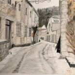 Drawing titled "Durbuy aux couleurs…" by Pierre Bayet, Original Artwork, Pencil