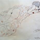 Dessin intitulée "Femme allongée de K…" par Pierre Milosavljevic, Œuvre d'art originale, Crayon
