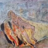 Peinture intitulée "Nue allongée" par Pierre Milosavljevic, Œuvre d'art originale, Aquarelle Monté sur Carton