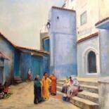 Peinture intitulée "Chefchaouen-Maroc" par Pierre Vastchenko, Œuvre d'art originale, Huile