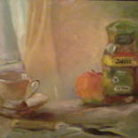 Painting titled "Натюрморт с банкой…" by Iurii Kravtsov, Original Artwork, Oil