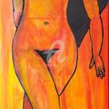 Painting titled "La demoiselle qui v…" by Pinkivioletblue, Original Artwork, Acrylic Mounted on Wood Stretcher frame