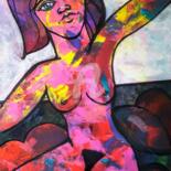 Peinture intitulée "La demoiselle qui v…" par Pinkivioletblue, Œuvre d'art originale, Acrylique Monté sur Châssis en bois
