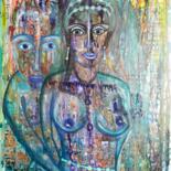 Painting titled "Tout contre toi" by Pinkivioletblue, Original Artwork, Acrylic Mounted on Wood Stretcher frame