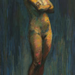 Pittura intitolato ""Mujer en la Playa"" da Juan Domínguez, Opera d'arte originale, Pastello