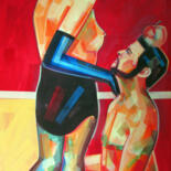 Painting titled "Adam and Eve Back i…" by Piotr Kachny, Original Artwork, Oil