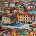 Painting titled "Bologna Piazza Magg…" by Piotr Rembielinski, Original Artwork, Acrylic