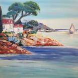 Painting titled "Seaside, Original w…" by Plakhotnyk Nataliia, Original Artwork, Oil