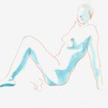 Dibujo titulada "Nude#2" por Polina Shibanova, Obra de arte original, Acuarela