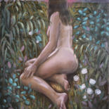 Painting titled "In the garden" by Polina Kharlamova, Original Artwork, Oil