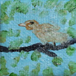 Pintura intitulada "Forest bird (painti…" por Poly, Obras de arte originais, Óleo Montado em Cartão