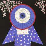 Painting titled "Kimono et OBI 2" by Quentin Saint Roman, Original Artwork, Acrylic Mounted on Wood Stretcher frame
