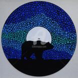 Painting titled "Bear totem vinyl re…" by Rachel Olynuk, Original Artwork, Acrylic