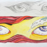 Tekening getiteld "Regard Pourpre" door Raffu, Origineel Kunstwerk, Aquarel