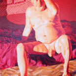 Painting titled "older gay man naked…" by Raphael Perez, Original Artwork, Acrylic