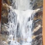 Painting titled "La cascade" by Raymonde Etcharry, Original Artwork, Oil