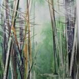Collages intitulée "Clairière verte" par Raymond Guibert, Œuvre d'art originale, Collages Monté sur Panneau de bois
