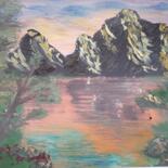 Peinture intitulée "Rêveries montagne e…" par Rc Digipainter436, Œuvre d'art originale, Huile