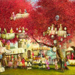 Peinture intitulée "City market" par Remigijus Januskevicius, Œuvre d'art originale, Huile