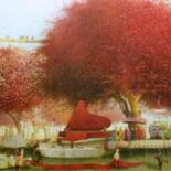 Painting titled "red carpet" by Remigijus Januskevicius, Original Artwork, Oil