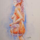 Drawing titled "Au travail" by René Blanchet, Original Artwork, Pastel