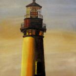 Painting titled "phare" by Renée Estebanez, Original Artwork, Oil Mounted on Wood Stretcher frame