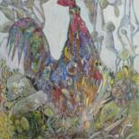 Peinture intitulée "Armando le Coq" par Renée Tortet, Œuvre d'art originale, Acrylique