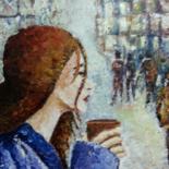 "Kahve içen bayan" başlıklı Tablo İShak Şafak tarafından, Orijinal sanat, Petrol