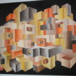 Painting titled "Cubic perspective" by Ricardo Martinez, Original Artwork, Oil