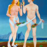 Painting titled "Aphrodite et Adonis" by Ruy, Jean Bardot, Original Artwork, Oil