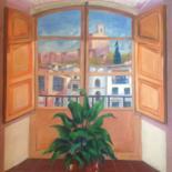 Pintura titulada "Balcón-con-vista-a-…" por Martiche, Obra de arte original, Oleo Montado en Otro panel rígido
