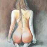 Drawing titled "female nude III." by Róbert Bánrévi, Original Artwork, Pastel