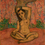 Peinture intitulée "Féminin Sacré- Huil…" par Robert Gibson, Œuvre d'art originale, Huile Monté sur Châssis en bois