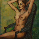Peinture intitulée "Femme au Fauteuil" par Robert Gibson, Œuvre d'art originale, Huile Monté sur Châssis en bois