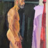 Malerei mit dem Titel "Male Nude" von Robin Frey, Original-Kunstwerk, Öl