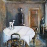 Peinture intitulée "Le chat sur la table" par Rodolphe Lavayssiere, Œuvre d'art originale, Acrylique