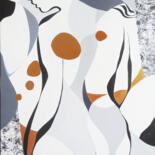 Картина под названием "Body Sketch 1" - Rom Lammar, Подлинное произведение искусства, Акрил Установлен на Деревянная рама дл…