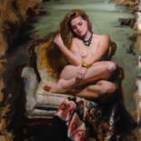 Painting titled "Hailey" by Romain Eugène, Original Artwork, Oil Mounted on Wood Stretcher frame