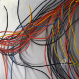 Painting titled "Cables" by Roman Rembovsky, Original Artwork, Oil Mounted on Wood Stretcher frame
