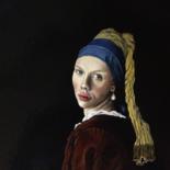Painting titled ""Het meisje met de…" by Ronald Van Genechten, Original Artwork, Oil