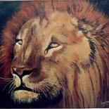 Painting titled "le lion" by Dominique Rondeau, Original Artwork, Other